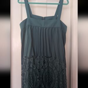Geisha Designs Teal Maxi Sleeveless Dress with Lace Detail Size Large